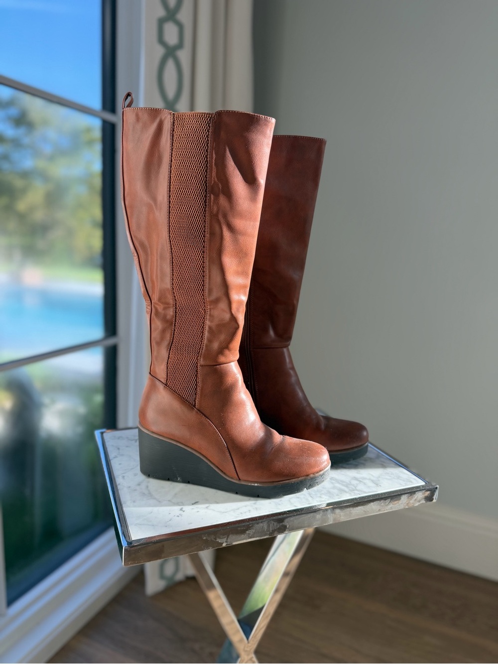 SOUL by Naturalizer Adrian Knee-High Wedge Boots – Brown